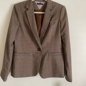 Tommy Hilfiger Brown and Orange Checkered Blazer